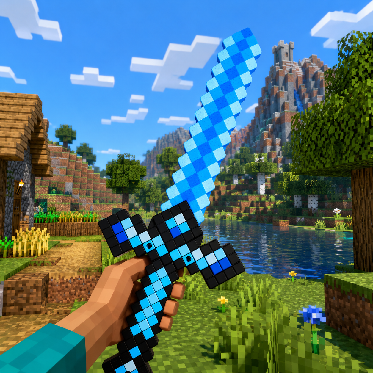 Block-Style Pixel Sword